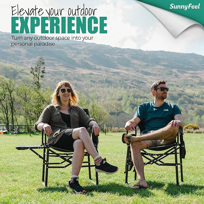 SUNNYFEEL Camping Directors Chair, Heavy Duty,Oversized Portable Folding Chair with Side Table, Pocket for Beach, Fishing,Trip,Picnic,Lawn,Concert Outdoor Foldable Camp Chairs