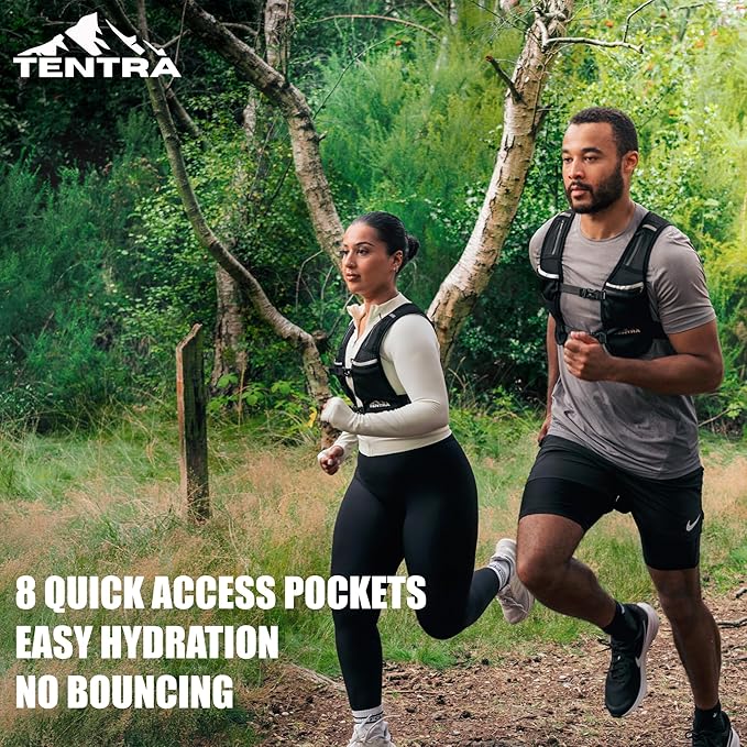 Running Phone Holder Vest with 500ml/17oz Running Water Bottle | Waterproof Phone Pouch Reflective Vest | 8 Pockets, Lightweight Hydration | Accessories for Men & Women