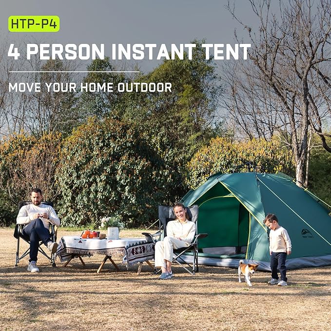 Happy Travel 1/2/3/4 Person Camping Tent, Instant Easy Pop Up Tents for Camping,Automatic Waterproof Family Camping Tent, Easy Set Up Tent,Portable Windproof Dome Tent for Camping Hiking & Traveling