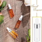 100 Pcs Mini Glass Oil Dropper Bottle Bulk, Clear Essential Small Empty Bottles Sample Containers Perfume Liquid Vials with Cap for Traveling (5 ml,Sliver)