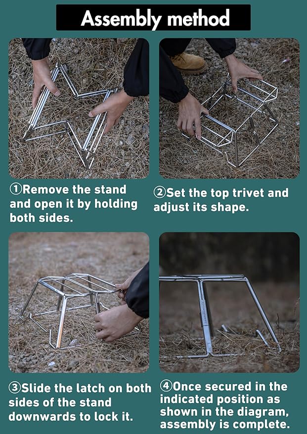 CAMPINGMOON Collapsable Cooking Stand Trivat Stainless Steel for Campfire Open Fire Camping Outdoor MT-3-ST