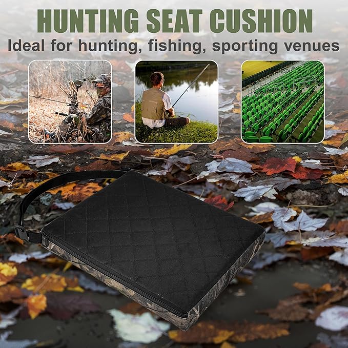 URMONA 1PCS Portable Hunting Seat Cushion, 16.5 x 14.1 x2.3in Thickening Lightweight Outdoor Cushion, Waterproof Sponge Dirty Proof Pad for Hunting, Camping, Stadium, Outdoor Sports(Water Plants)