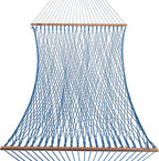 Hatteras Hammocks Deluxe Coastal Blue Duracord Rope Hammock with Free Extension Chains & Tree Hooks, Handcrafted in The USA, 450 LB Weight Capacity, 13 ft. x 60 in