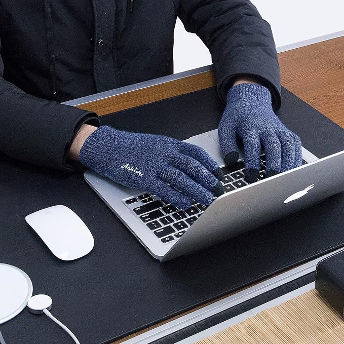 Achiou Winter Gloves, Glove for Men Women, Upgraded Touch Screen Texting Warm Running with Thermal Soft Knit Lining