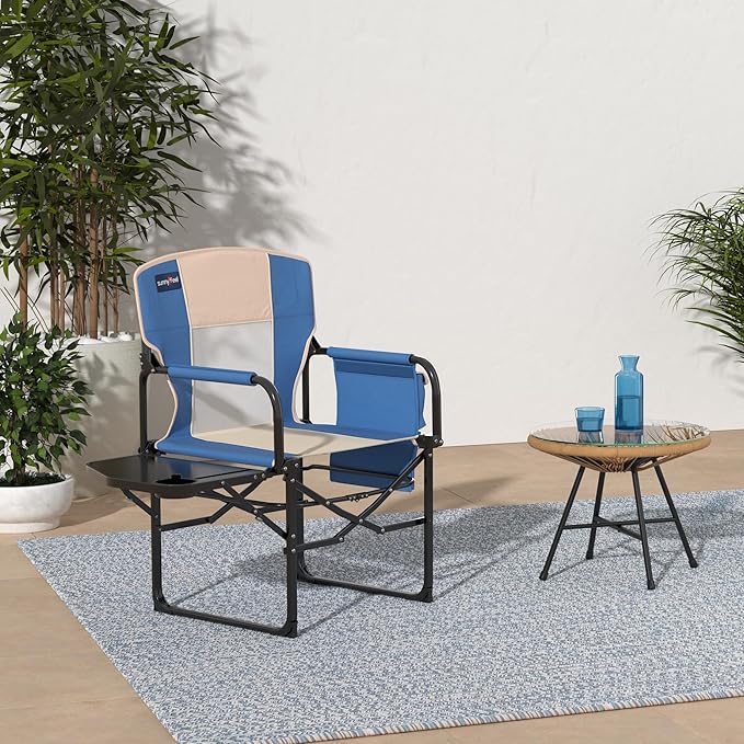 SUNNYFEEL Camping Directors Chair, Heavy Duty,Oversized Portable Folding Chair with Side Table, Pocket for Beach, Fishing,Trip,Picnic,Lawn,Concert Outdoor Foldable Camp Chairs