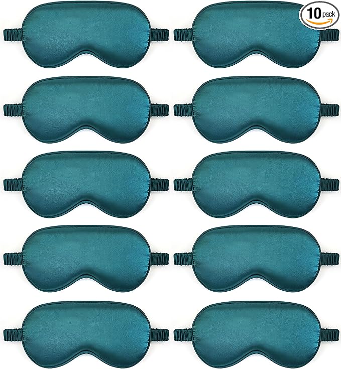 10 Pack Sleep Mask,Silk Eye Mask,for Night Sleeping,Office, Travel,Party Games,Suitablefor Men/Women (Blackish Green)