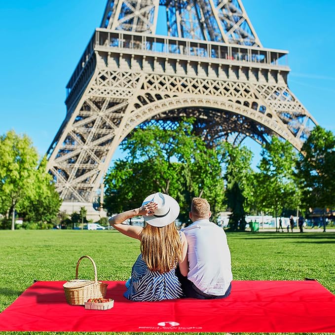 Red Suricata Sand Free Beach Mat – Large Sandproof Beach Blanket, Sandless, Waterproof – Fits and Matches Beach Canopy - Oversized Sand Proof Beach Mats for Outdoor, Picnic, Camping (Large, Red)
