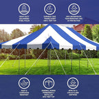 Party Tents Direct 20'x30' Weekender Canopy Pole Tent - Easy Up Canopy Tent with 120 Person Capacity - Outdoor Canopies for Parties, Weddings, & Events (Blue/White Top)