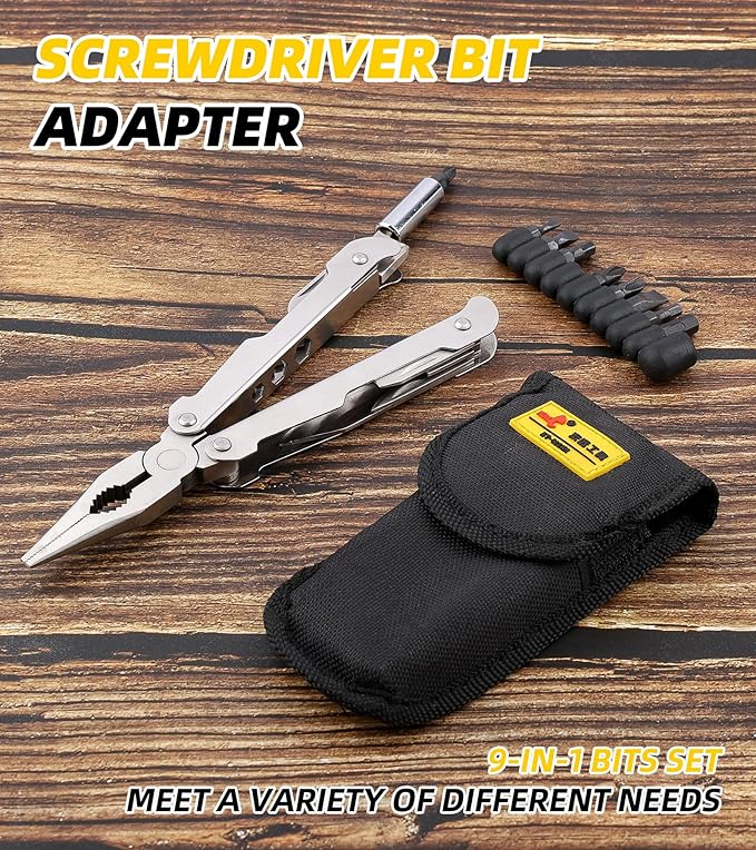21-in-1 Multitools Needle Nose Pliers, Pocket Knife,Screwdriver, Bottle and Can Opener with Storage Bag-Apply to Survival,Camping, Hunting and Hiking