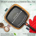Moss & Stone Square Grill Pan for Indoor Cooking, 11-Inch Nonstick Griddle Skillet with Removable Handle, RV Die-Cast Aluminum Stove Top Grill Pan for Meats & Vegetables, Detachable Handle