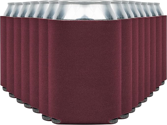 Blank Beer Can Cooler Sleeves (110-Pack) Soft Insulated Beer Can Coolies - HTV Friendly Blank Koolies in Bulk for Beer Cans & Bottles - Coolie Blanks for Vinyl Projects & Wedding Favors (Burgundy)