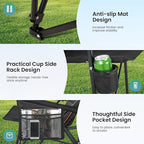HIGH POINT SPORTS Oversized Folding Camping Chairs for Adults, High Backrest Heavy Duty Lawn Chairs Support 500 LBS Portable Collapsible Camp Chairs with Cup Holders,Side Pocket, 2 Pack, Black