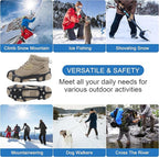 Crampons Ice Cleats for Shoes and Boots Traction Snow Cleats with 9 Studs Snow Cleats Chains Non Slip Rubber Crampons for Hiking Boots Men Women Ice Snow Winter Walking Climbing Fishing