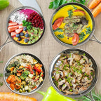 18/8 Stainless Steel Camping Cook Pot Set of 4 pcs, Camping Messware Kit, Camping Cooking Set, Backpacking Camping Cookware, Picnic Camping Cooking Mess Kit