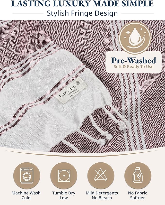 LANE LINEN Large Pool Towels, XL Beach Towel, Pre-Washed, No Shrink, Quick Dry Oversized Beach Towels, Stylish Beach Towel for Women, Sand Free Towel, 39"x71" - Fired Brick