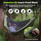 Camping Hammock with Mosquito Net, 2 Person Hammock Bug Net, Portable, Parachute Nylon for Outdoor, Camping, Hiking, Backpacking, Backyard, Beach, Travel (Hold Up to 500lbs)