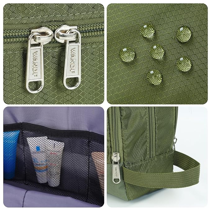 Toiletry Bag for Men Hanging Dopp Kit Water Resistant Shaving Bag Small Toiletry Bag for Traveling (Pure Green)