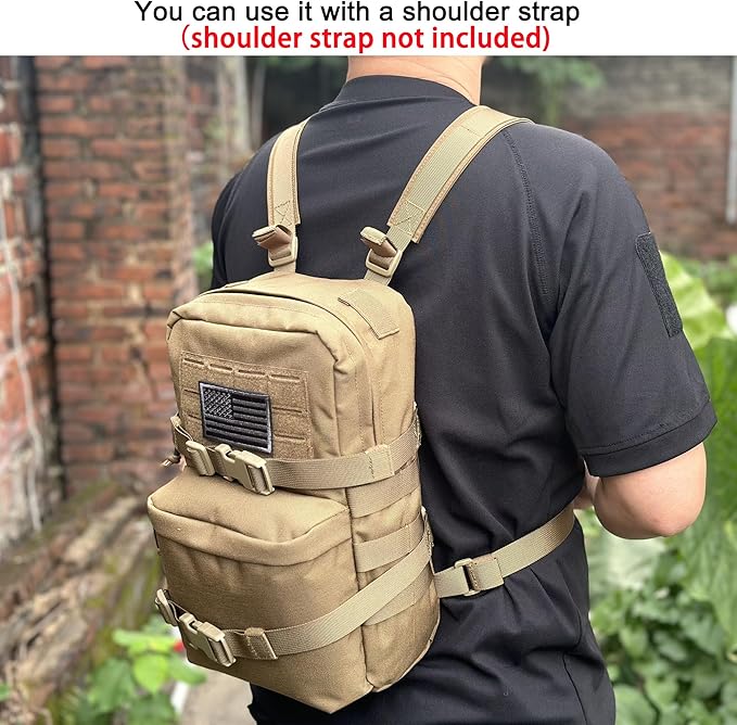Tactical Mini Molle Hydration Pack,Molle Hydration Carrier with US Flag Water Resistant,Hydropack for Tactical Vest Backpack