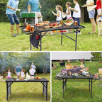 Nice C Folding Grill Table, Camping Table, Tailgate Tables, Grill Tables, Outdoor, Metal Folding Adjustable Height&Width, Mesh Net, Carry Handle