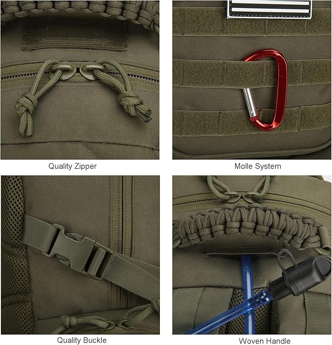 30L Military Tactical Backpack for Men 3 day Assault Pack Molle Daypack Army Hiking Rucksack (Army Green)