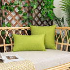Kevin Textile Pack of 2 Outdoor Waterproof Throw Pillow Covers Spring Decorative Square Outdoor Checkered Pillows Cushion Case Patio Pillows for Couch 12x20 inches 30x50 cm Green