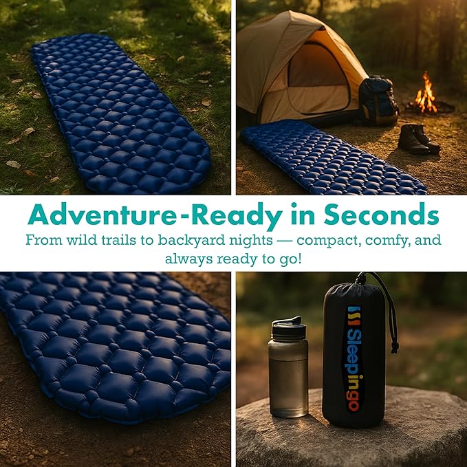 Ultralight Sleeping Mat - Inflatable & Compact Camping Air Mattress for Backpacking, Hiking