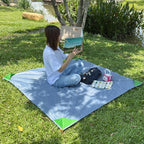 Pocket Beach Blanket Small Foldable Picnic Mat Portable Lightweight Camping Tarp Tent Blankets Washable Rug Quick Dry Compact Beach Mats Hiking Outdoor Essentials (Gray/Green 55"*59" / 4.59ft×4.92ft)