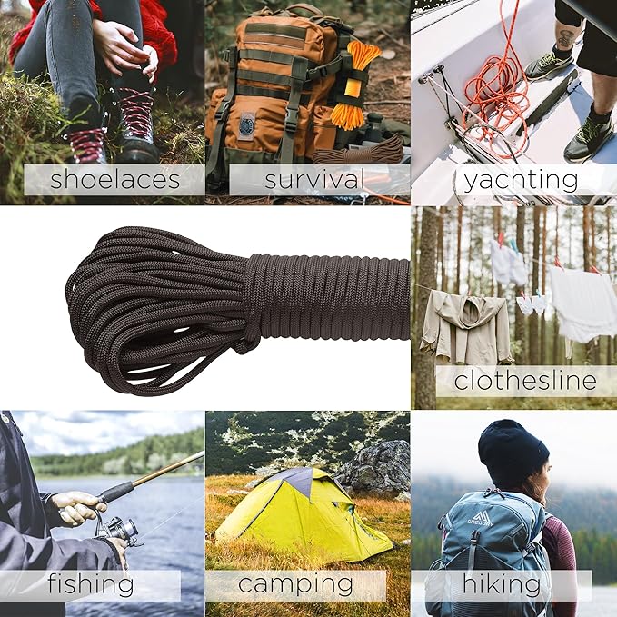 TECEUM 5/32" Paracord Rope 1000 – 1000ft / 200ft / 100ft / 50ft – Tactical Parachute Cord 4mm – 45+ Colors – Nylon String for Survival & Camping Gear – Stripe Cord for Survival – Utility Rope