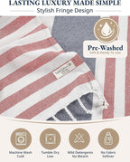 LANE LINEN Extra Large Beach Towel, 2 Pack Beach Towels Oversized, Pre-Washed, Quick Dry Pool Towels, Stylish Light Beach Towel for Women, Absorbent Sand Free Towel, 39"x71" - Old Glory Pink
