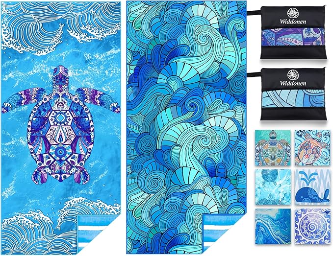 2 Pack Microfiber Lightweight Beach Towel Sand Free Quick Dry Absorbent Thin Compact Towels for Swimming Pool Camping Beach Accessories Large Easy Pack Travel Things for Vacation Essentials Gift