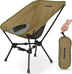 MARCHWAY Lightweight Folding Camping Chair with Spring Lock, Stable Compact Portable for Outdoor Camp, Travel, Beach, Picnic, Festival, Hiking, Backpacking (Lowback Khaki)