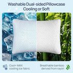 Cooling Shredded Memory Foam Travel & Camping Pillow Large, Adjustable College Dorm Pillow for Home-Like Comfort,Compressible Portable & Medium Firm Neck Support, Ideal Sleeping, Car, Airplane