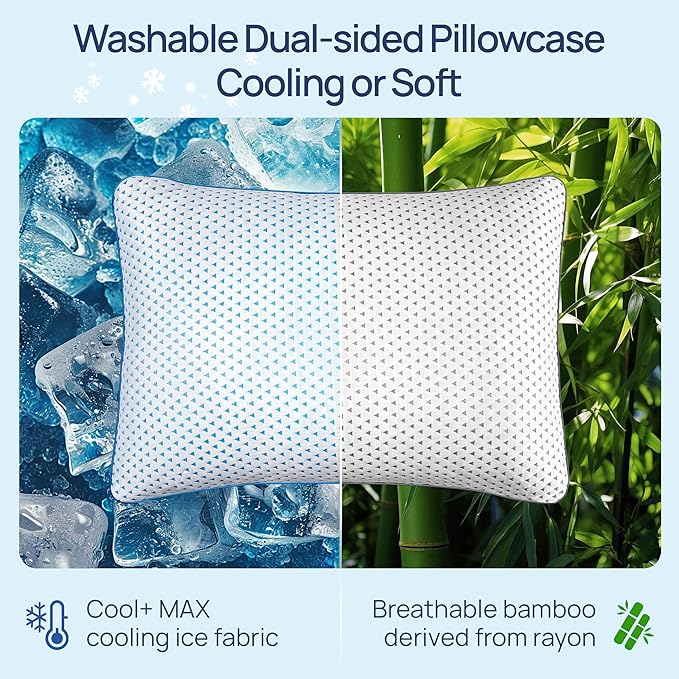fulocean Small Cooling Memory Foam Pillow for Travel & Camping, Compressible Adjustable Pillow for Medium Firm Neck Knee Lumbar Support,Washable, Ideal Sleeping, Car, Airplane, Backpacking, Gifts