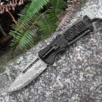 XIPHIAS EDC Tactical Damascus Folding Pocket Knife - 6-in-1 Survival Multitool with LED Light, Magnesium Fire Starter, Whistle, Paracord & Pocket Clip - (Black) - XK039DA-Black