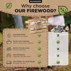 15" Birch Firewood Logs with Fire Starters Set – 1200 cub. in, 15–20 lb | Kiln-Dried & Seasoned Hardwood for Fire Pit, Fireplace | Bright Flames & Pleasant Aroma for Cozy Atmosphere