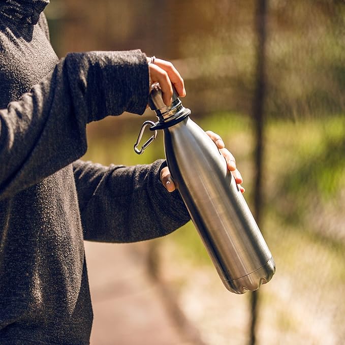 Greens Steel Stainless Steel Water Bottle - 25 oz, Steel | Vacuum Insulated Double Wall with Screw Lid/Leak Proof | Thermal Travel Sports Canteen Coffee Flask