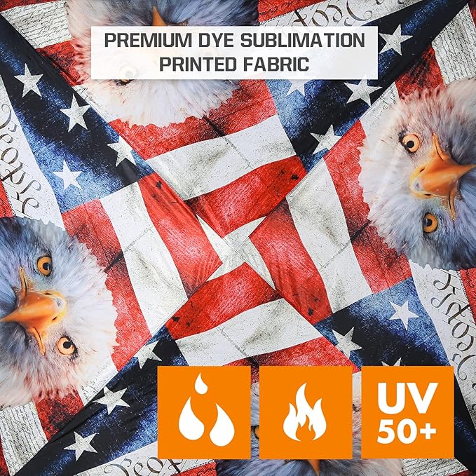 EAGLE PEAK 10x10 Slant Leg Pop-up Canopy Tent Easy One Person Setup Instant Outdoor Beach Canopy Folding Portable Sports Shelter 10x10 Base 8x8 Top (American Icon)