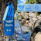 Gravity Fed Water Filtration System with Adjustable Tree Strap, 1.5 Gal Large Gravity Bag with Filter Straw, Water Purifier Survival for Travel, Backpacking, and Emergency Preparedness (6L)