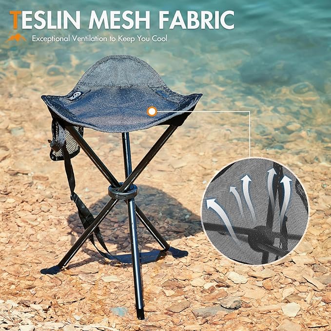 Portal Tall Folding Tripod Stool for Outdoor Camping Walking Hunting Hiking Fishing Travel, Support 225 lbs