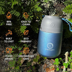 ENERGIFY Vacuum Insulated Food Jar. Large 17oz Bowl incl. Folding Spoon, Cup. Wide Mouth Keep Hot & Cold Drinks Soup Lunch Container for Adults. BPA-Free Stainless Steel, Leak Proof Shiny Blue