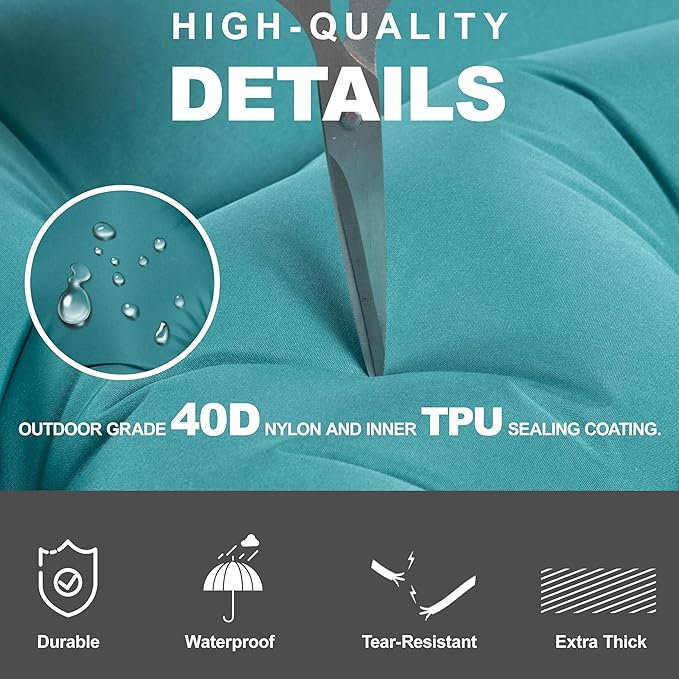 Double Sleeping Pad with Pillow, Self Inflating Extra-Thick, Ultralight Sleeping Mat, Built-in Pump, Ultimate for Camping, Hiking, Traveling, Airpad, Carry Bag, Compact & Lightweight Air Mattress