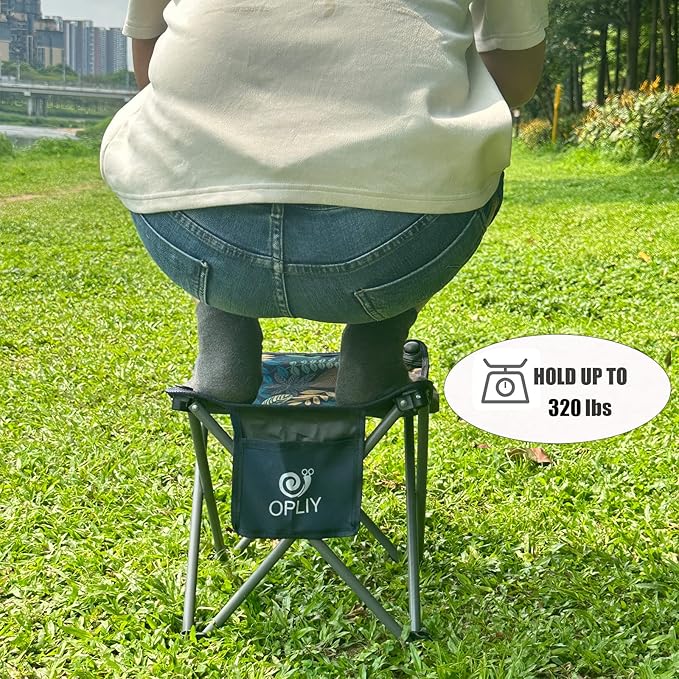 Opliy Camping Stool, Folding Small Chair Portable Camp Stool for Camping Fishing Hiking Gardening and Beach, Camping Seat with Carry Bag (Blue-Leaf)