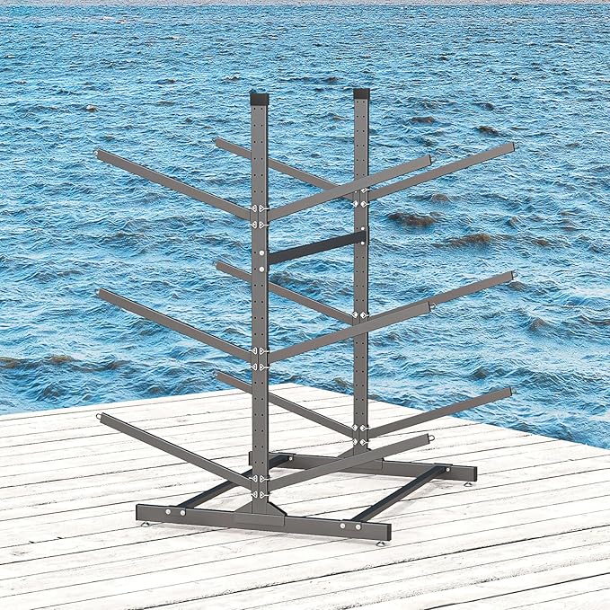 Kayak Storage Rack, Heavy-Duty Metal Kayak Storage Rack Adjustable Freestanding Kayak Stand, Canoe and Paddleboard Kayak Rack for Indoor & Outdoor Use