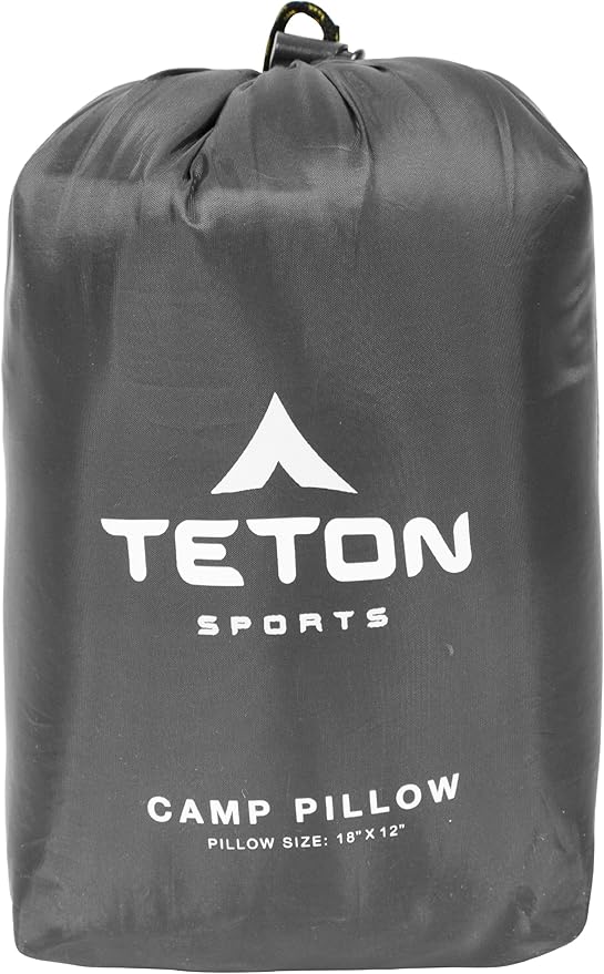 TETON Sports Camp Pillow; Great for Travel, Camping and Backpacking; Washable, Grey, 12 x 18 inches ; 9.6 ounces