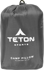 TETON Sports Camp Pillow; Great for Travel, Camping and Backpacking; Washable, Grey, 12 x 18 inches ; 9.6 ounces