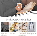 Threadmill Luxury Cotton Blankets for King Size Bed | All-Season Cozy 100% Cotton King Size Blanket | Herringbone Soft Fall Thermal Blanket fits California King Size Bed | Dark Grey