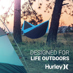 Hurley Duo Camping Hammock - 2 Person Portable Hammock for Camping, Heavy Duty Hammock, Parachute Nylon Fabric - Camping Accessories for Outdoor Activity - Holds 400lbs, Harvest Pumpkin, 118 x 79