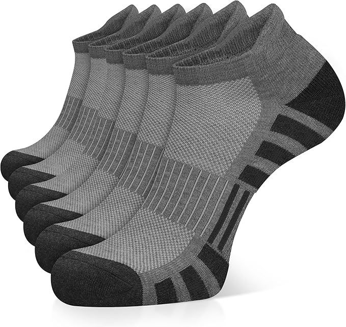 Airacker Ankle Athletic Running Socks Cushioned Breathable Low Cut Sports Tab Socks for Men and Women (6 Pairs)