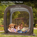 EAST OAK Screen House Tent Pop-Up, Portable Screen Room Canopy Instant Screen Tent 6 x 6 FT with Carry Bag for Patio, Backyard, Deck & Outdoor Activities, Brown