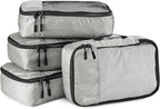 Amazon Essentials 4-Piece Packing Cubes Travel Accessories Set, Luggage Organizer with Double Zipper, Mesh Top, 100% Polyester, Small, Gray (Previously Amazon Basics)